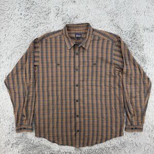 Patagonia Shirt Men's XL Plaid M's Long‎ Sleeved 100% Organic Cotton Worn Wear